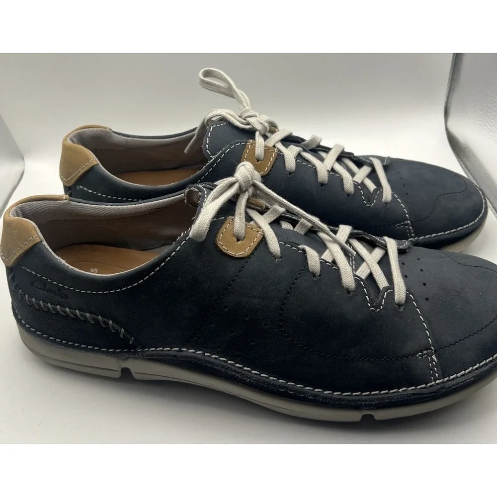 Mens Clarks Casual Blue Lace Up  Shoe Shoes Size 1l.5 Excellent‎ Condition